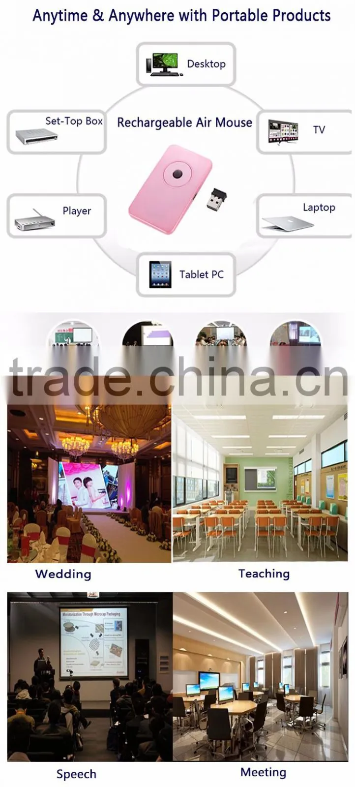 2.4GHz Wireless USB PowerPoint PPT Presenter Remote Control Wireless Presentation handheld Mouse With Pointer Red Light