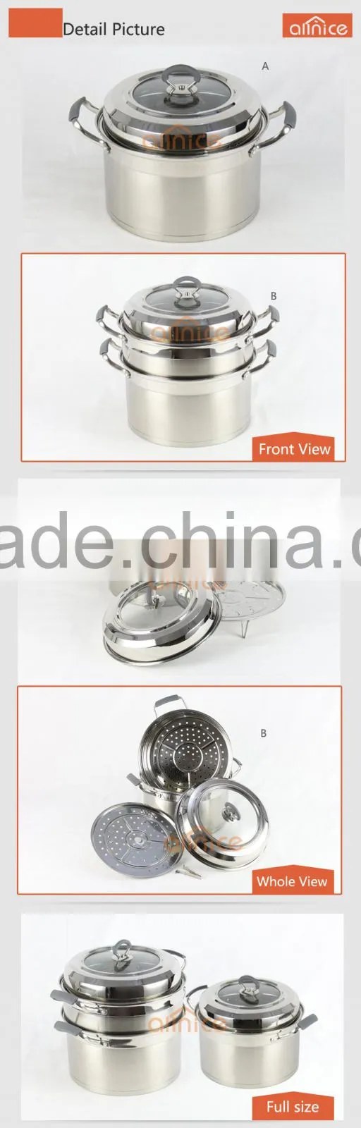American style whole Multi-ply Stainless Cookware - Steamer Pot Series Stock Pot Steamer Pasta Cooker