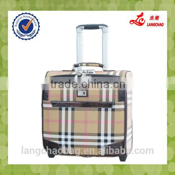 High Quality TSA Lock Silk Lining Real Push Aluminum Trolley Durable Wheel Boarding Luggage Bag