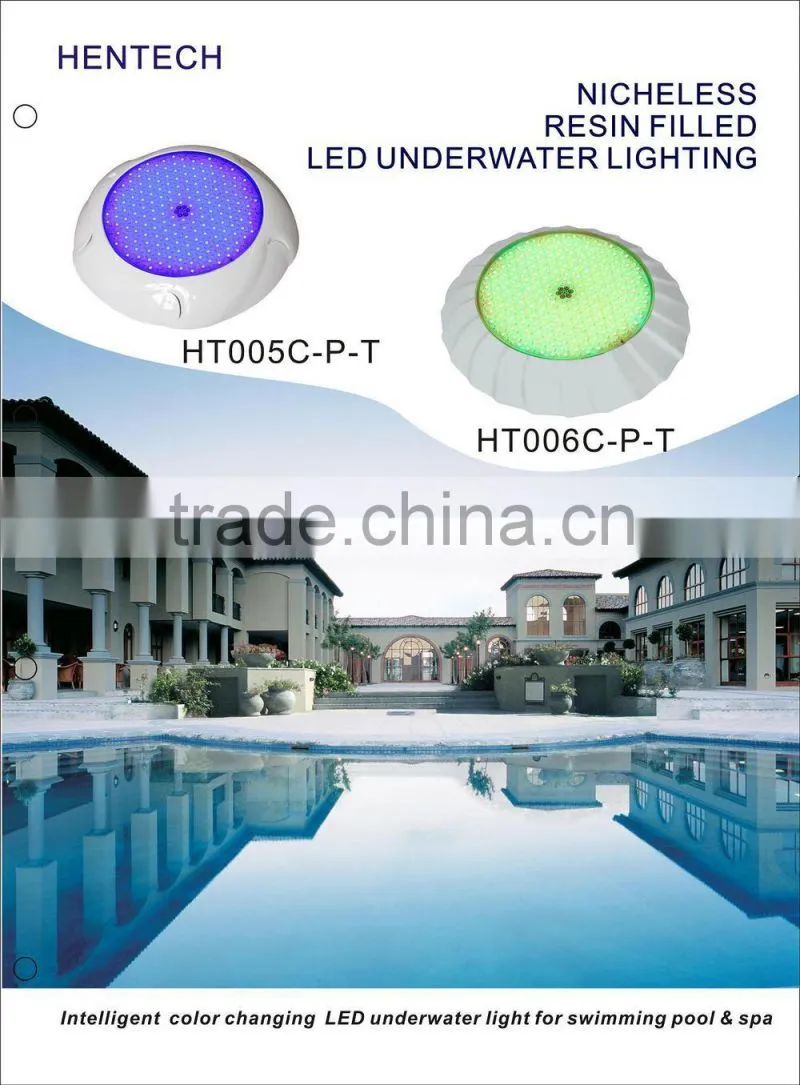 12V/40W Wall mounted Resined IP68 LED underwater swimming pool light HT003C-P for concrete pools, liner and fiberglass pools