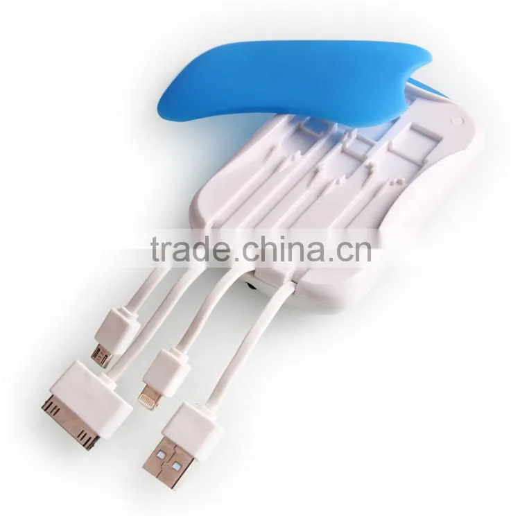 manufactory 5000mah new powerbank built in 1 4 usb cable hided