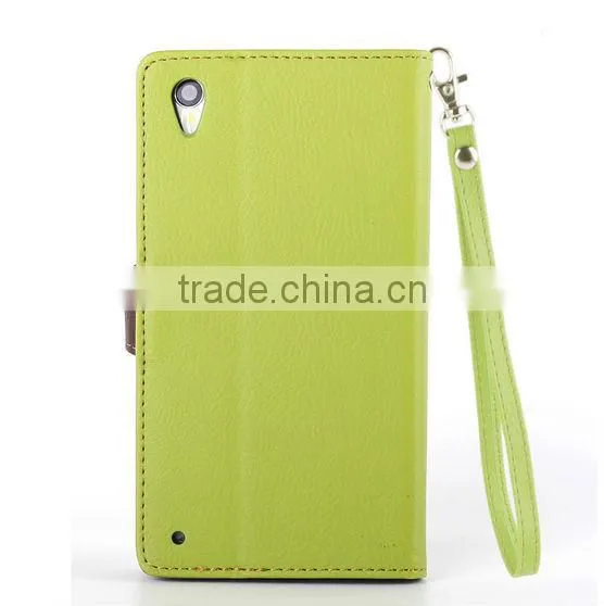 Newest product flip hit color pattern wallet leaf buckle leather case for Sony Xperia Z4 with stand