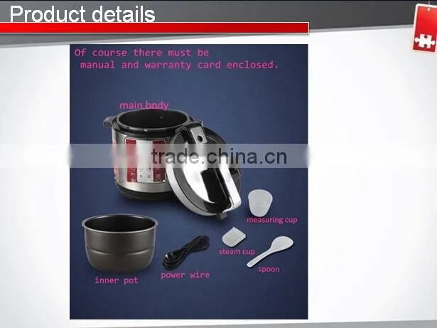 Large 8L 1200W basic cheap energy saving commercial digital control multifunction big rice cooker and pressure cooker
