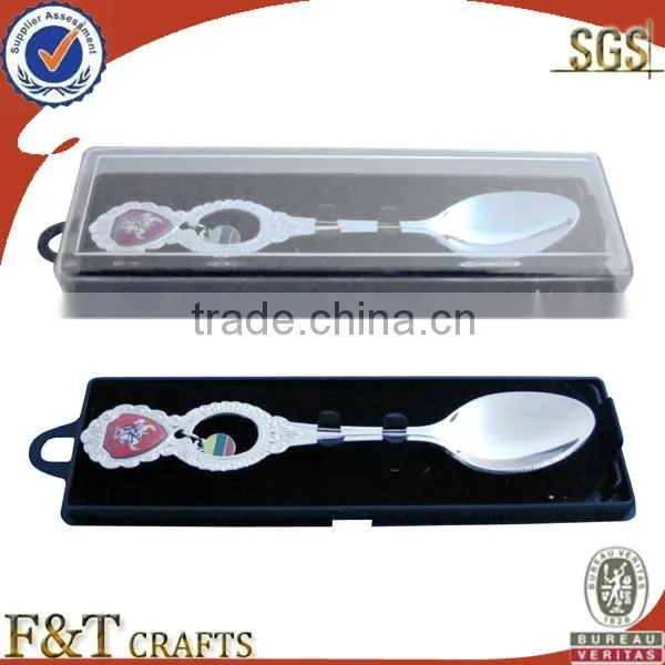 Zinc alloy high quality pearl nickel souvenir spoon for your desgin