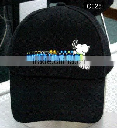 patent fiber optic LED flashing light caps and hats