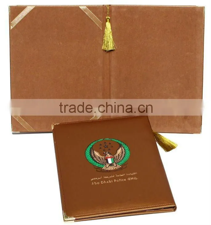 newest A4 certificate frames leather material certificate frames custom made A4 certificate frames with Hot Stamp/debossed logo
