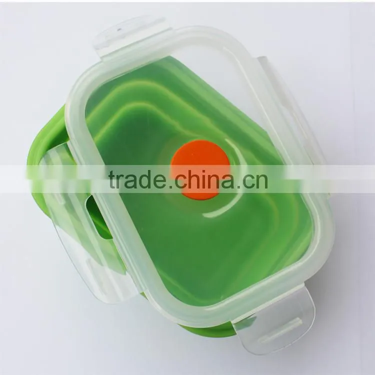 2015 Wholesale silicone collapsible lunch box /storage box