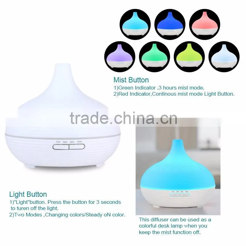 300 ml 7 Colors Changing Light Fashion Design Fea Aroma Diffuser Oil Diffuser Ceramic