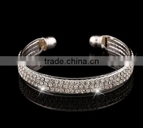 Fashion Women Girl Crystal Rhinestone Charm Bracelet Open Cuff Bangle