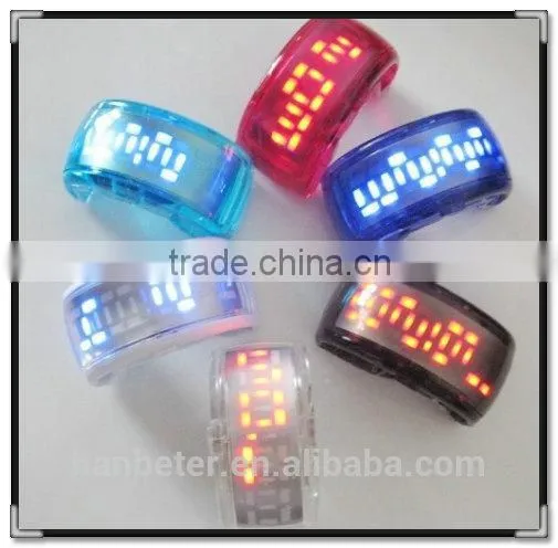 hottest sale fashion design night light ODM led wrist watch for wholesale