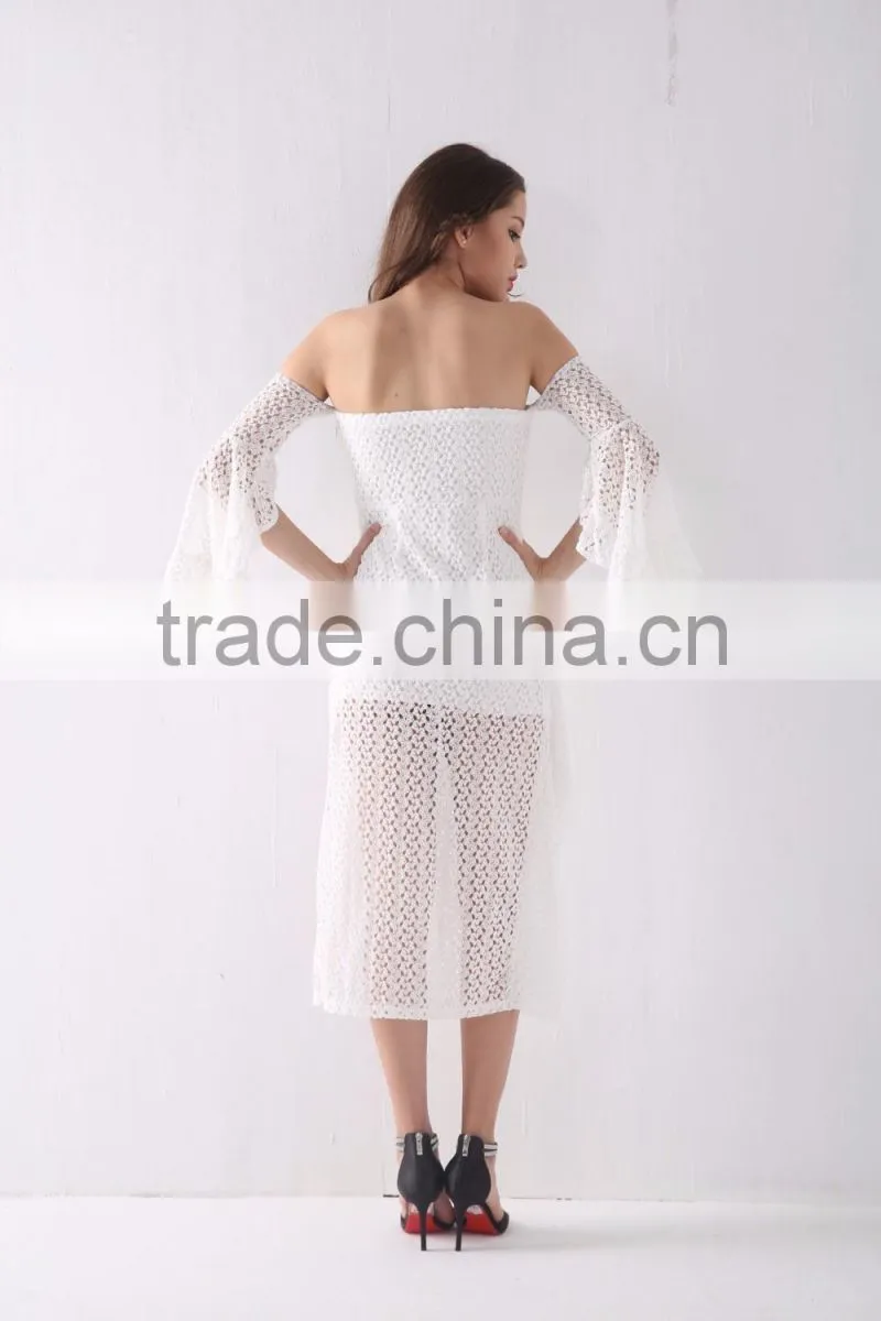Latest Design Fashion Sexy Spring Off Shoulder White Apparel Dresses