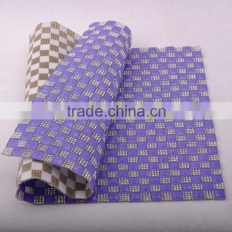 opal color crystal square stone setted adhesive sheets for DIY use lady purse