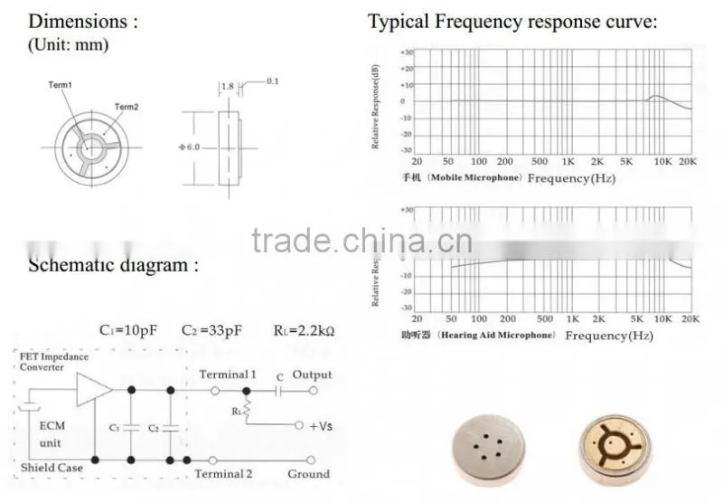 FB-6018R/BC-SMD smallest SMD microphones, mini small omnidirectionales microphone (FBELE)