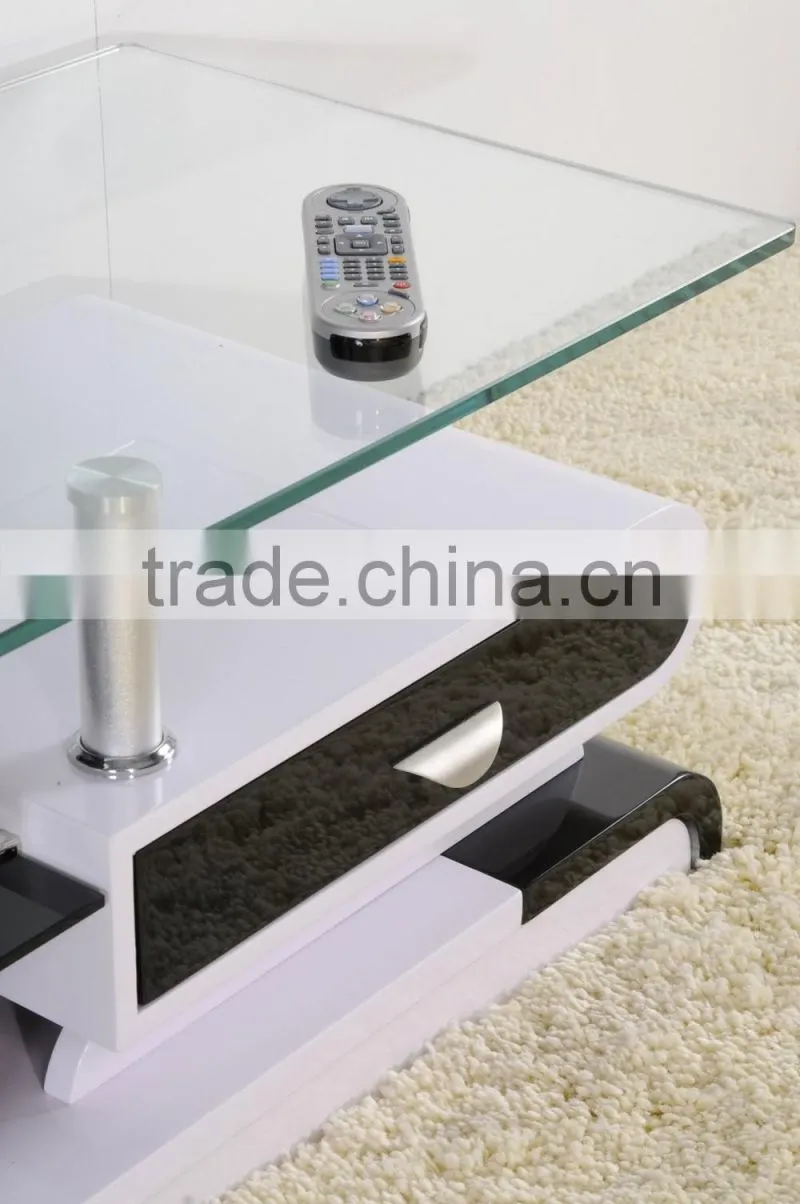 TV-3009 Glass Top TV Stand With Drawers