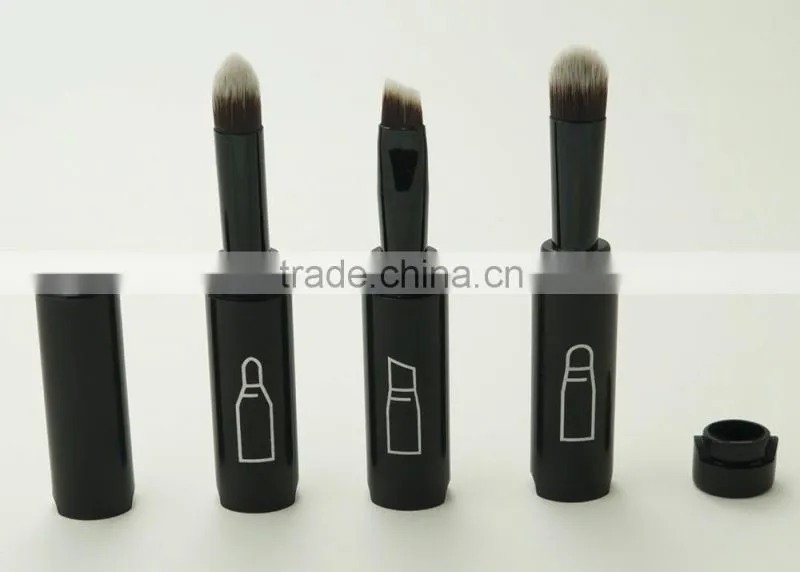 3pcs Stackable Makeup Set Plastic Handle Concealer Eyeshadow Brush