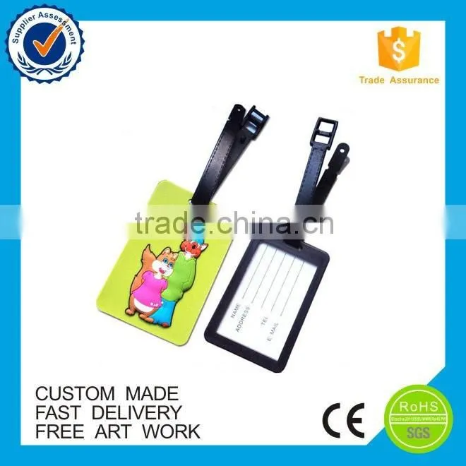 2016 cartoon owl eco-friendly custom luggage tag pvc