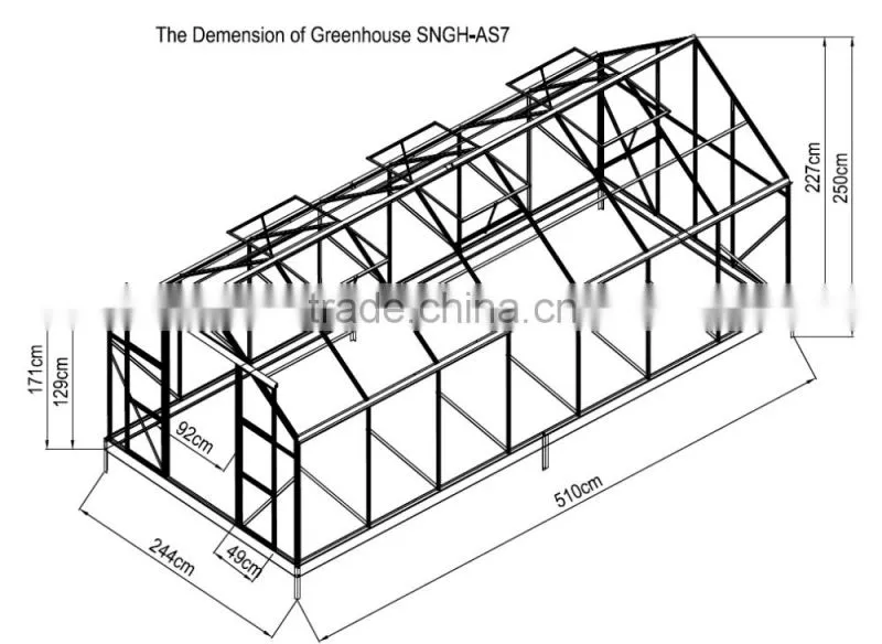 16*8 Do-it-Yourself Aluminum Walk-in Garden Greenhouse