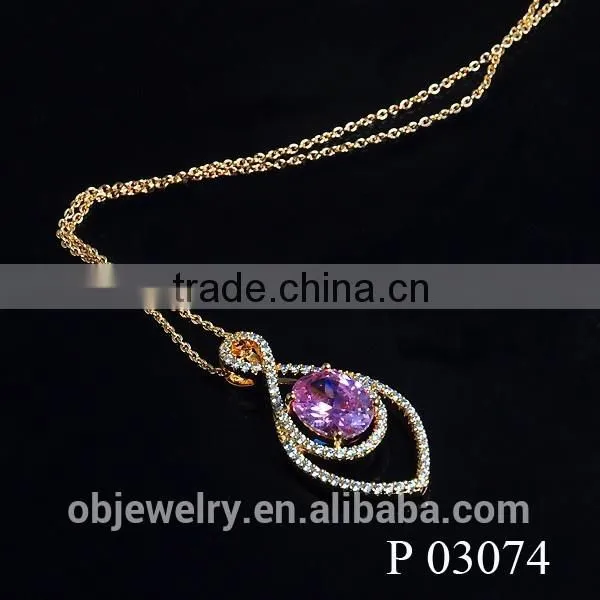 Hot new retail products stainless steel or brass big stone pendant design gold jewelry