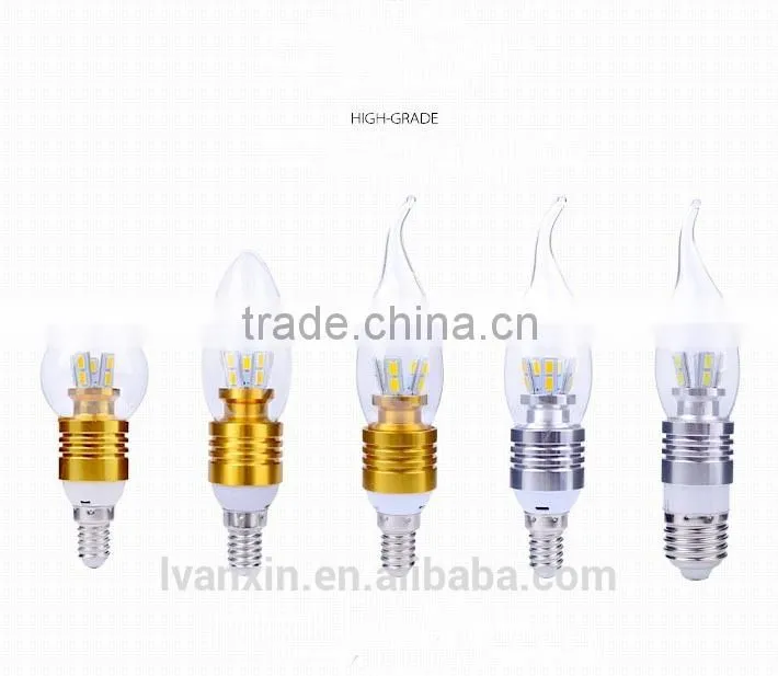 aluminum lamp body e14 led candle bulb 85-265v for decorativing use