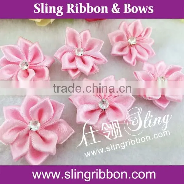 4cm organza Ribbon Rose Flower for Wedding Decoration