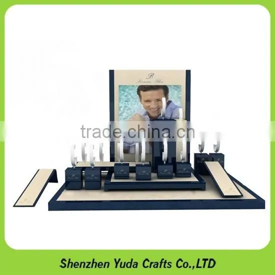 Wooden material wrist watch display counter with acrylic board, custom top grade watch stand