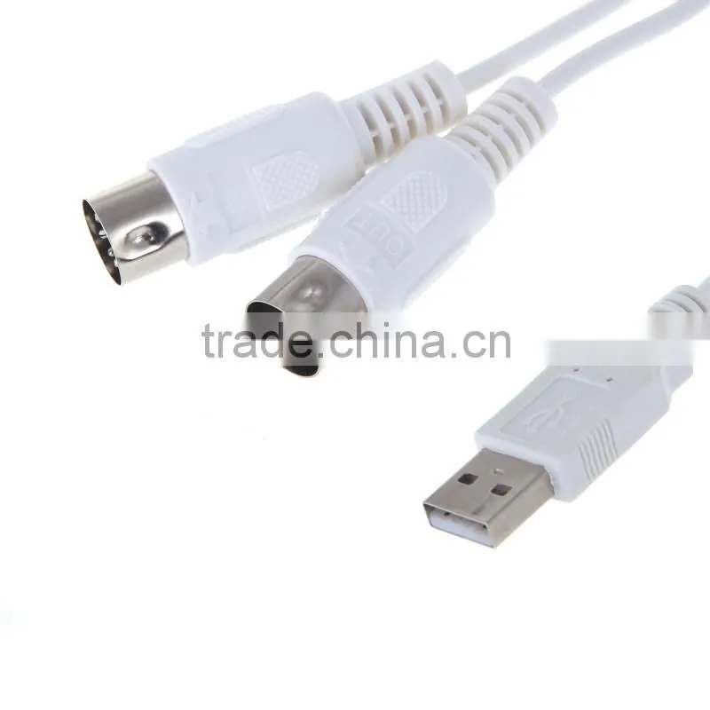 USB IN-OUT MIDI Interface Cable Cord Line Converter PC to Music Keyboard Adapter
