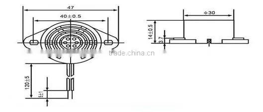 90DB piezo buzzer with Continous sound wired piezo buzzer with 2.5 terminal
