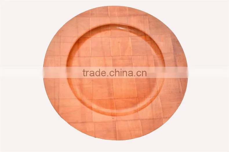 W639/Round Wooden Plate for Snacks,Wooden Woven Dish, Wood Fruit Plate