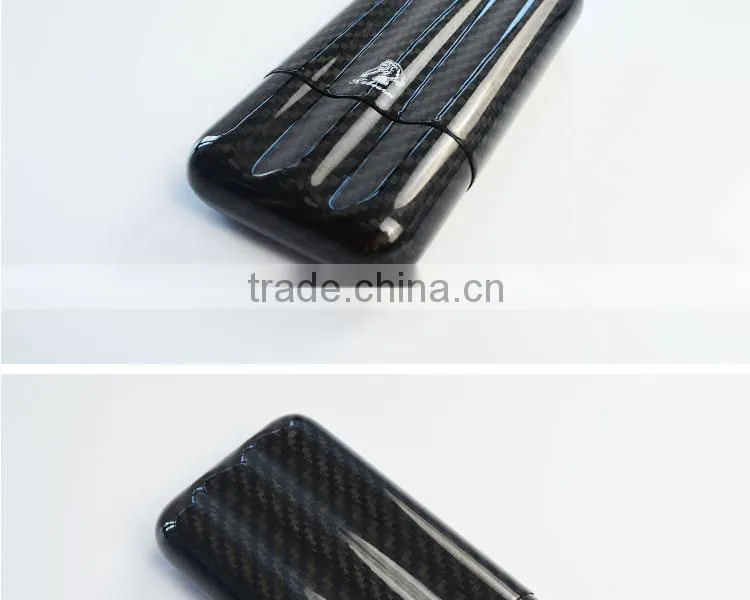 3K twill Carbon Fiber Cigar Case Holder 3 Tube Portable High-end Humidor Gloss Finish Travel Cigar holde