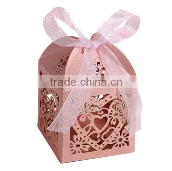 Biscuit Packaging Bag Wedding Candy Gift Party Wedding Carriage Laser hollow rose candy box