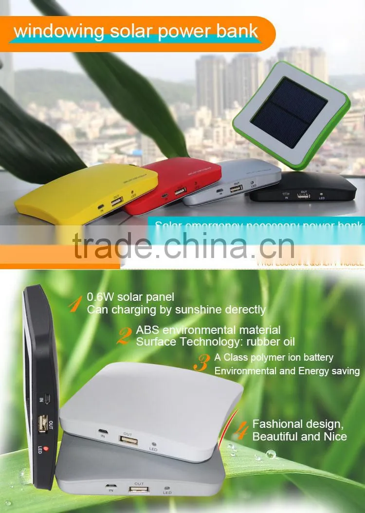 2015 gift CE FCC ROHS approved portable charger power bank/paly solar power bank/outdoor mobile phone charger