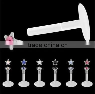UV acrylic push-in lip labret ring body piercing jewelry