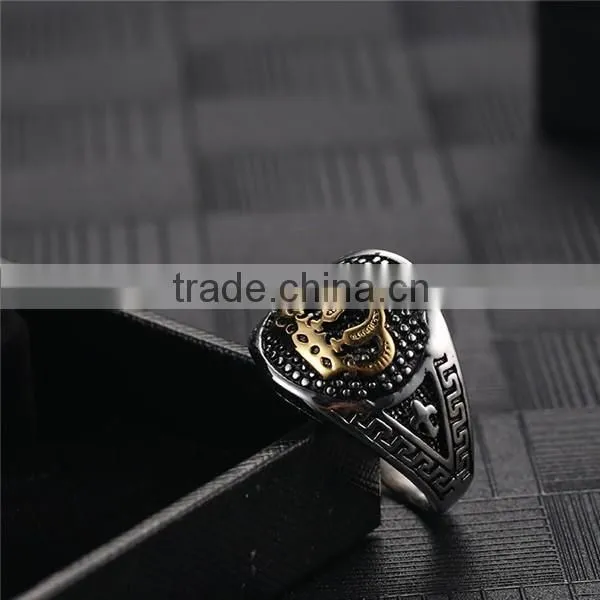 hiphop gothic 316L stainless steel gold crown ring for men