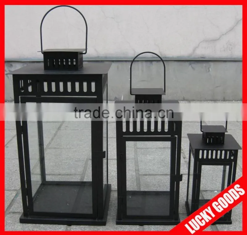 rotary outdoor decorative hurricane candle holder in black color