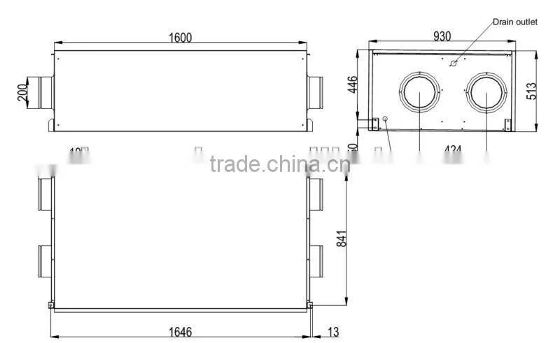 commercial fresh air ventilator with built-in heat recovery and air conditioning