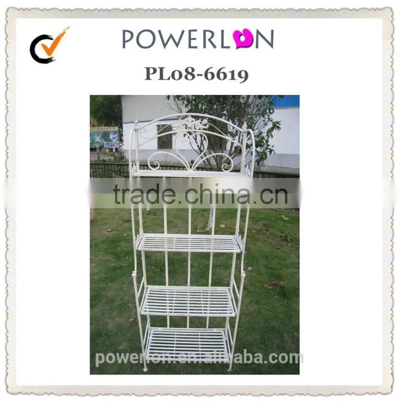 Highly Quality Retro Style Wrought Irons Antirust 4-tier Metal Garden Flower Shelf