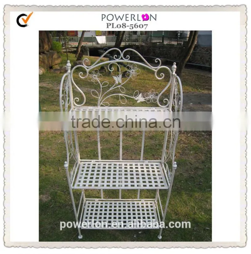 POWERLON Vintage Shabby Chic French Look 3 Tier Metal Shelf Ourdoor Garden Furniture