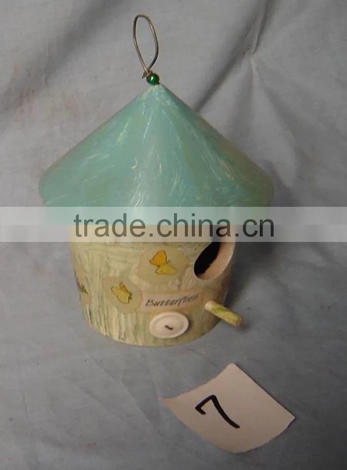 Miniature wood crafts housesbird feeder , cheap wooden bird house and feeders, wholesale pine wood bird house with hanging
