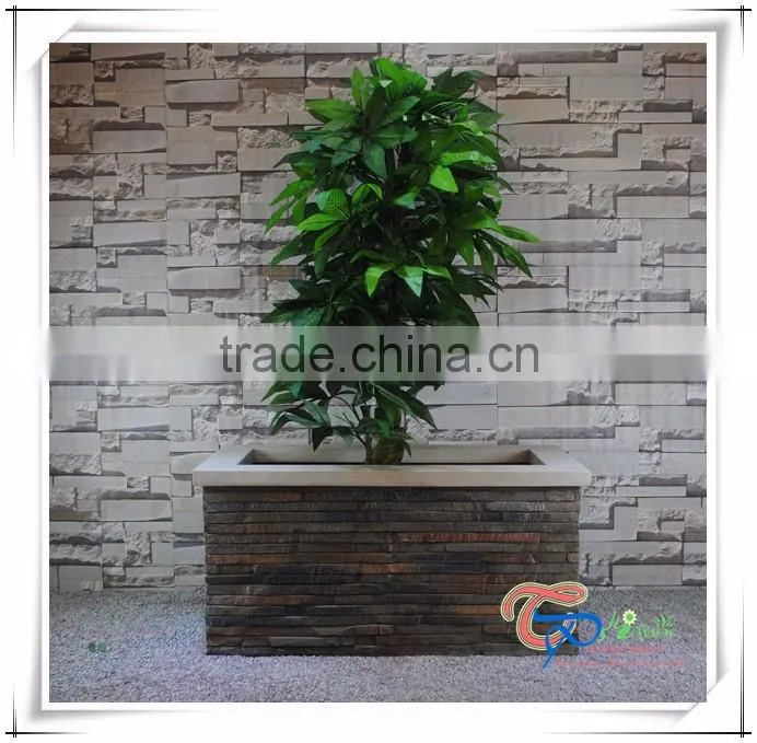 Fiberglass Stone Square Plant Container