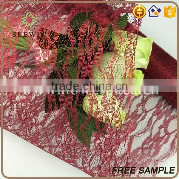 2015 New Mesh design, Colorful Flower Wrapping Lace Mesh for Wedding