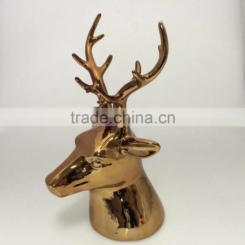 Factory Directly Gold plating Ceramic Deer Head for sales
