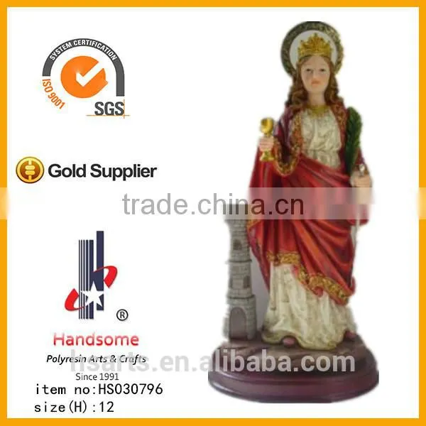 12"Resin Saint Barbara religious statue with resin base