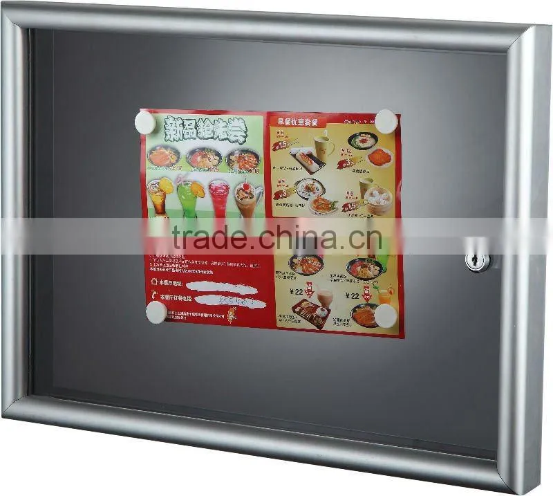 Aluminum frame lockable notice board with magnet, memo board, message board