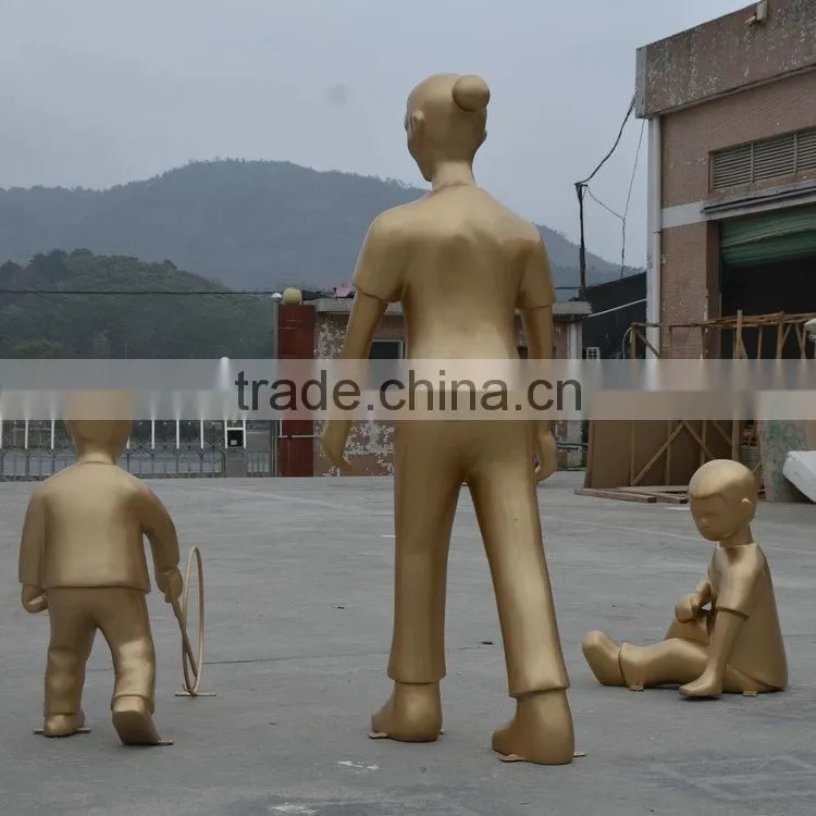 Fiberglass children play sculpture statue