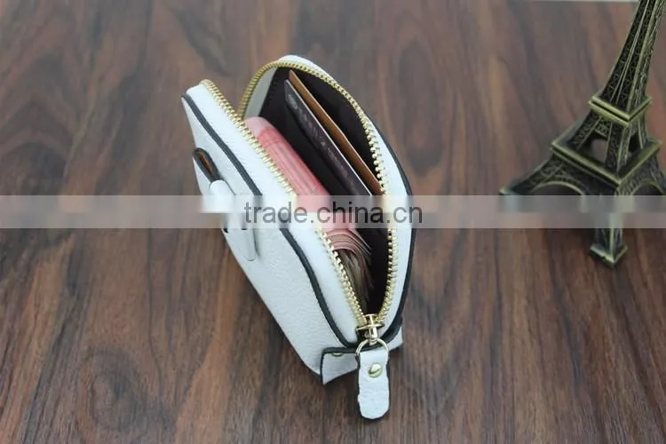 First Genuine leather Bow leather purse makeup Cosmetic Bag shell