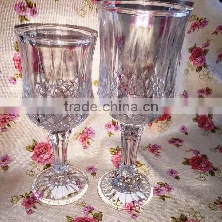 2015 New design clear embossed Glass cup &Wine glass & Goblet