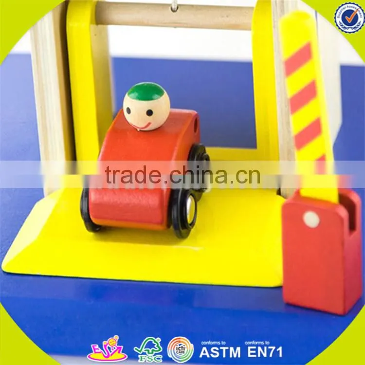 Wholesale fashionable children wooden parking lot toy funny wooden parking lot toy role play wooden parking lot toy W04B021