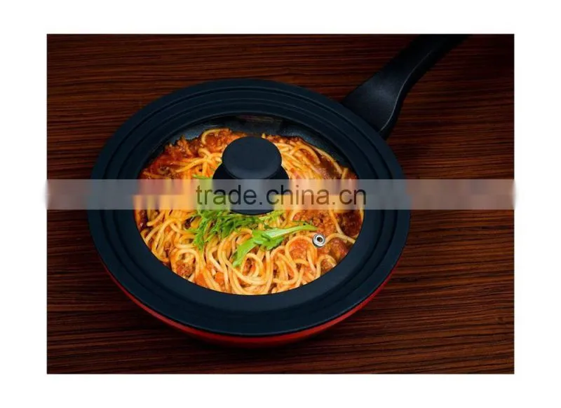 The Large Universal Pot Pan Lid Tempered Glass Cover with Silicone Rim