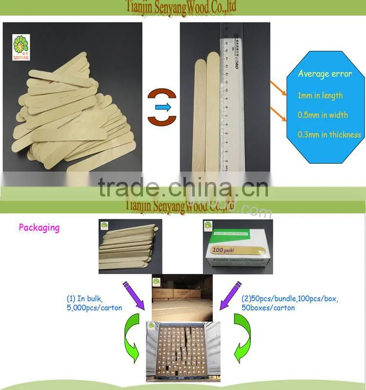 Medical disposable adult sterile birch wood tongue depressor
