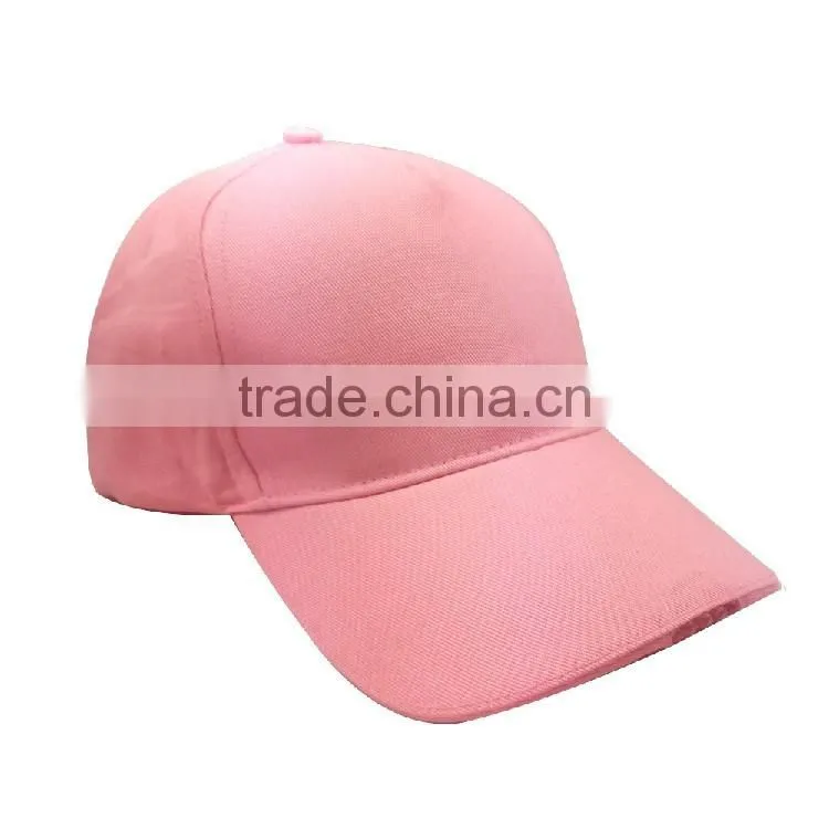 2016 custom plain 100% cotton baseball cap and 5 panel led hat